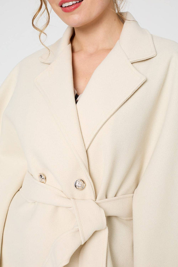 White | Cape Coat With Belt
