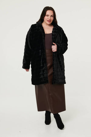 Black | Curve Faux Fur Thigh Length Coat