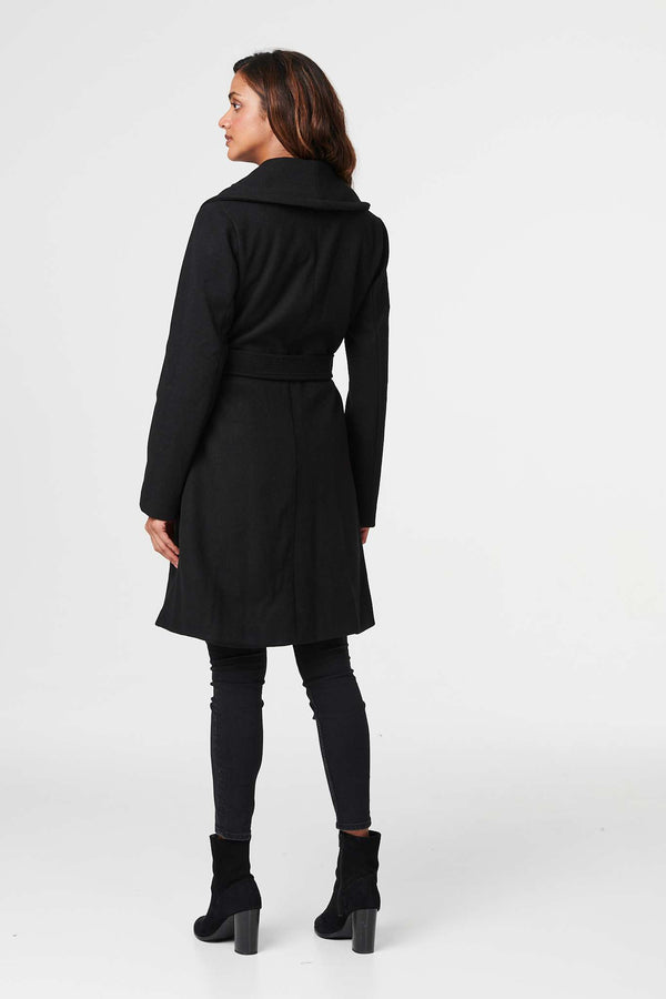 Black | Wrap Front Tie Waist Coat