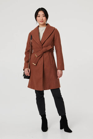 Brown | Wrap Front Tie Waist Coat
