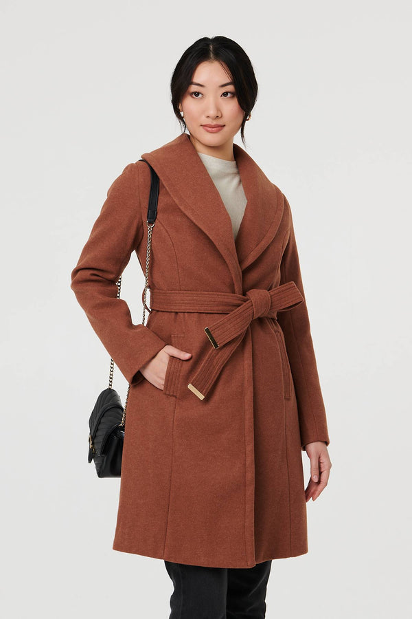Brown | Wrap Front Tie Waist Coat
