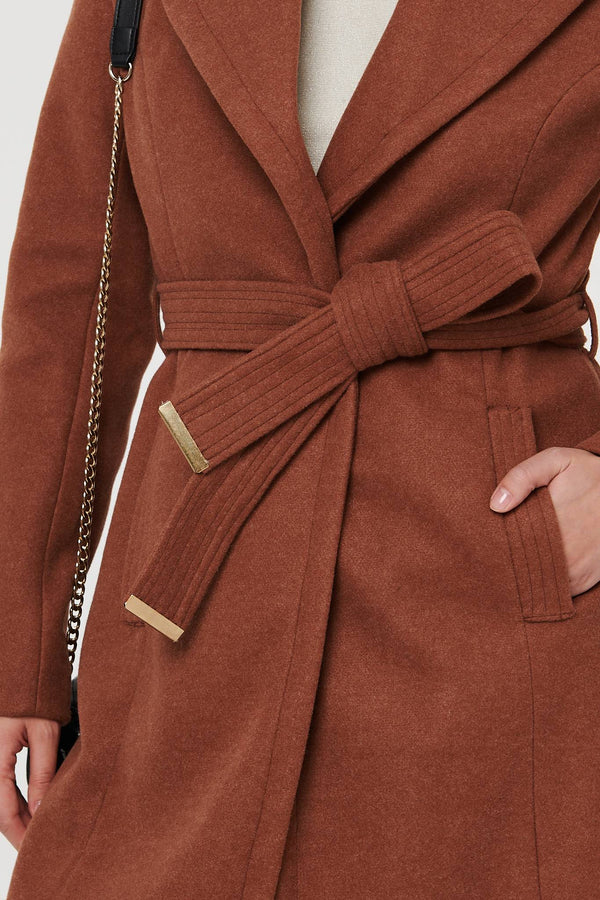Brown | Wrap Front Tie Waist Coat
