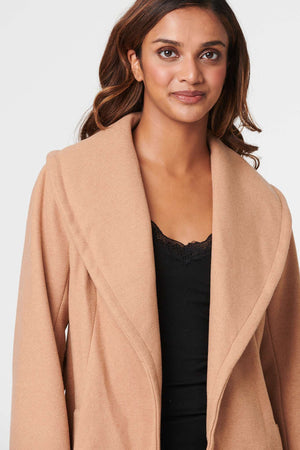 Tan| Wrap Front Tie Waist Coat