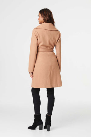 Tan | Wrap Front Tie Waist Coat