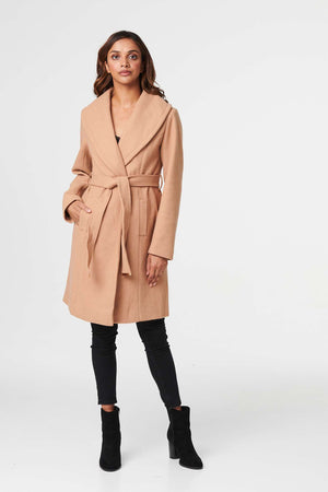 Tan| Wrap Front Tie Waist Coat
