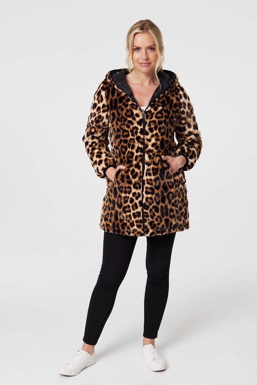 Black | Reversible Leopard Faux Fur Puffer