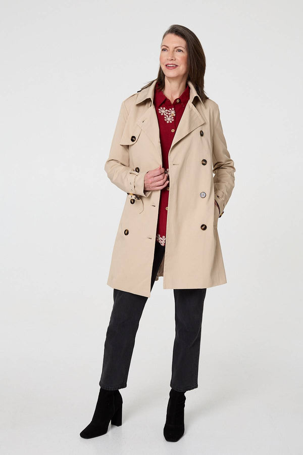 Beige | Relaxed Double-Breasted Trench Coat
