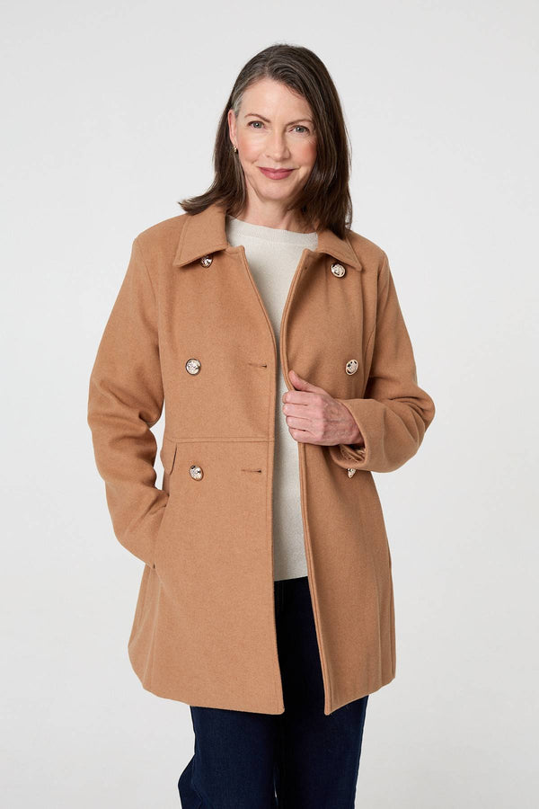 Tan | Button Detail Double Breasted Jacket
