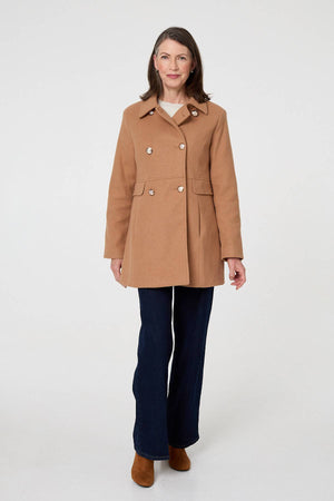 Tan | Button Detail Double Breasted Jacket
