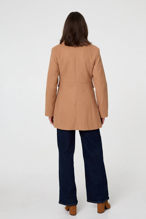 Tan | Button Detail Double Breasted Jacket
