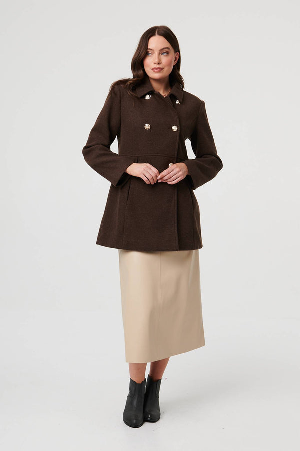Brown | Button Detail Double Breasted Jacket
