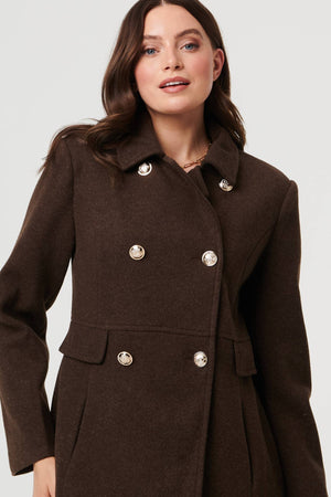 Brown | Button Detail Double Breasted Jacket
