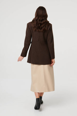 Brown | Button Detail Double Breasted Jacket
