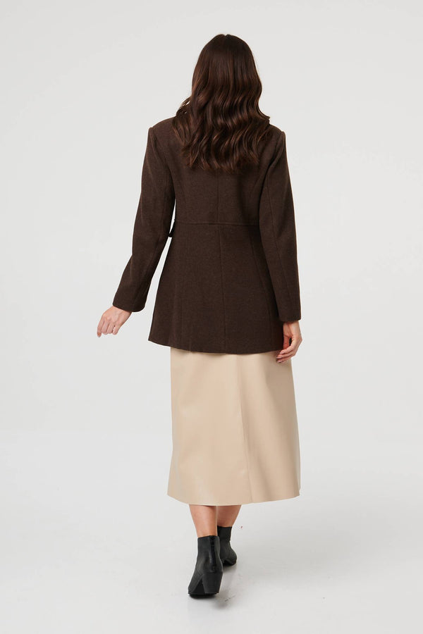 Brown | Button Detail Double Breasted Jacket
