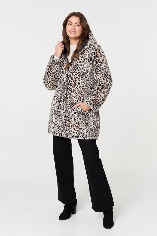 Black | Reversible Animal Print Puffer Jacket
