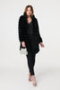 Black | Faux Fur Thigh Length Coat
