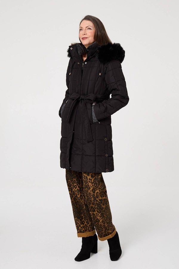 Black | Faux Fur Hooded Gilet Puffer Jacket
