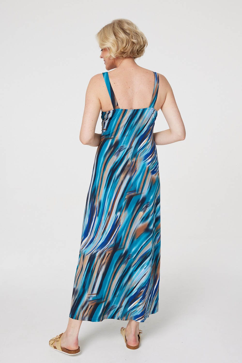 Blue | Printed Sleeveless Maxi Sundress