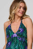 Green | Peacock Print Halterneck Maxi Dress