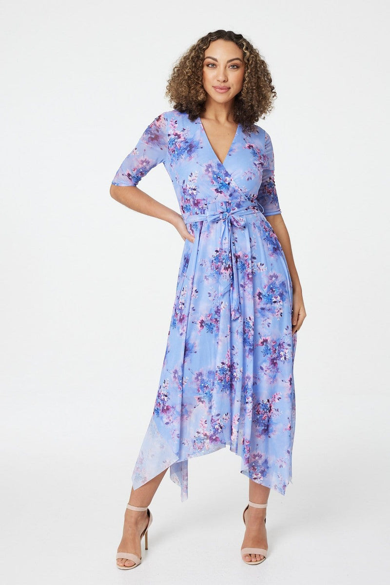 Wrap Dresses Midi Floral Wrap Dress Izabel London