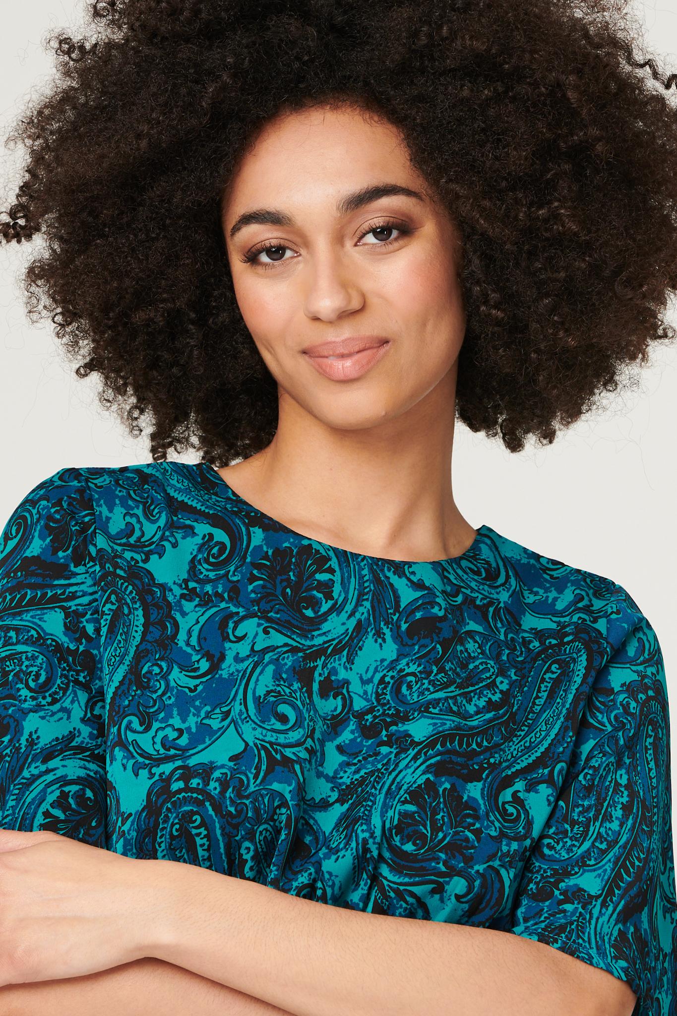 Green | Paisley Front Split Midi Dress