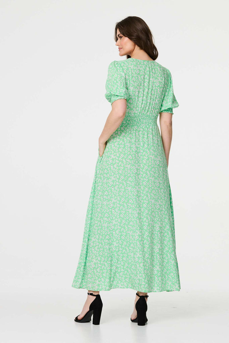 Ditsy Floral 1/2 Puff Sleeve Maxi Dress | Izabel London Ditsy Floral 1/2 Puff Sleeve Maxi Dress | Izabel London