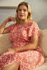 Coral | Printed Short Sleeve Midi Dress