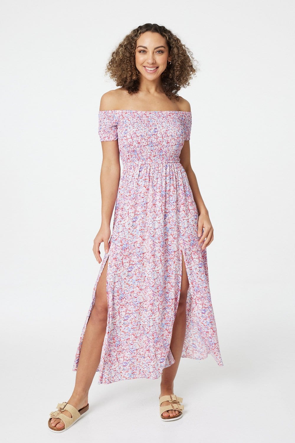Pink | Ditsy Floral Smocked Maxi Dress