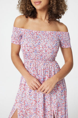 Pink | Ditsy Floral Smocked Maxi Dress