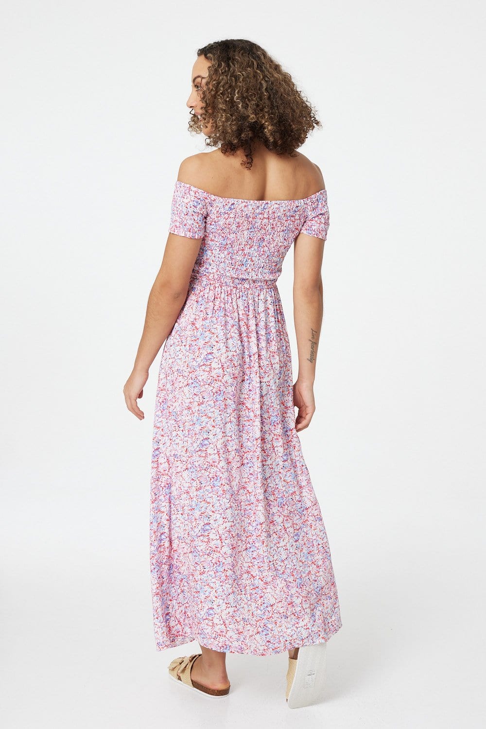 Pink | Ditsy Floral Smocked Maxi Dress