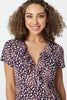 Navy | Printed Ruffle Front Wrap Dress