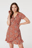 Orange | Printed Ruffle Front Wrap Dress