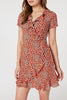 Orange | Printed Ruffle Front Wrap Dress
