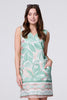 Green | Floral V-Neck Knee Length Shift Dress