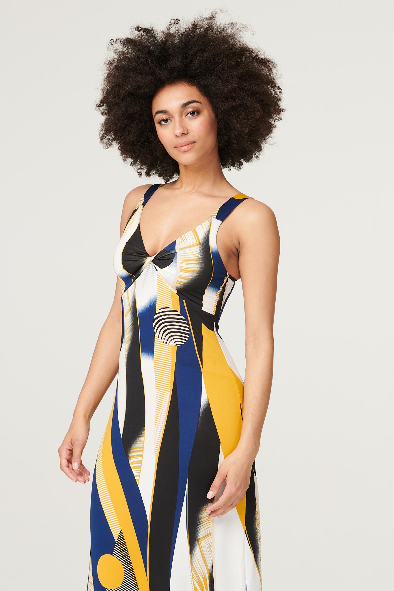 Mustard | Printed Twist Detail Maxi Dress