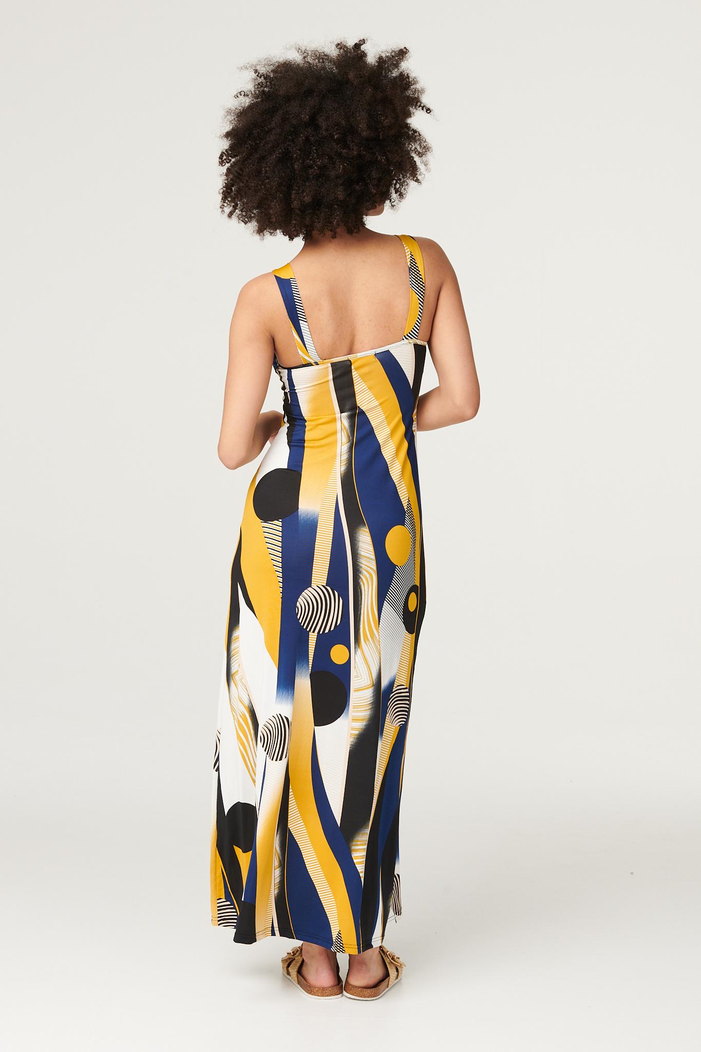 Mustard | Printed Twist Detail Maxi Dress