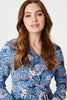 Blue | Printed Twist Front Midi Dress