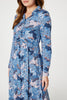 Blue | Printed Twist Front Midi Dress