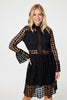 Black | Lace Semi Sheer Skater Dress : Model is 5'10