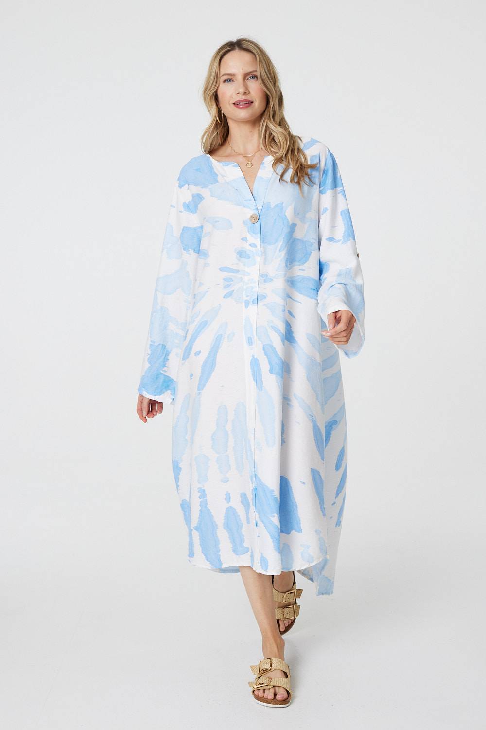 thumbnail image 2 of Bohemian Tie Dye Spaghetti Strap Sundress – Rayon, L/XL (Bust Up To 48”) 2 of 6