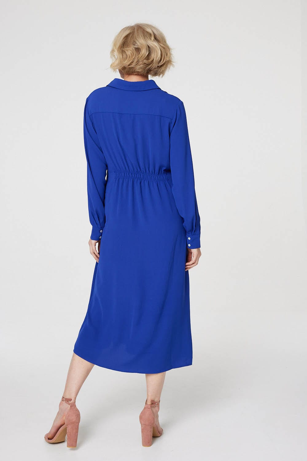 Blue | Twist Front Midi Shirt Dress
