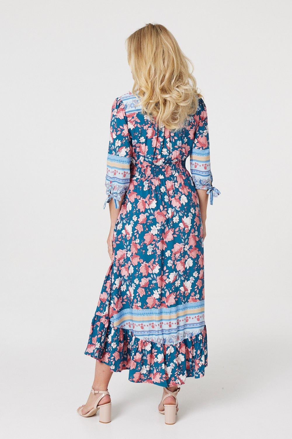 Teal | Floral Border Print Maxi Dress