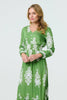 Green | Ikat Print Long Sleeve Maxi Smock Dress
