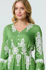 Green | Ikat Print Long Sleeve Maxi Smock Dress
