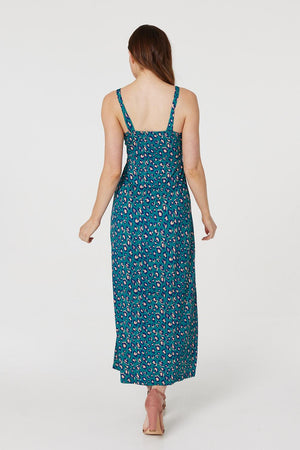 Green | Printed Empire A-Line Maxi Dress