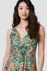Green | Butterfly Print V-Neck Empire Maxi Dress
