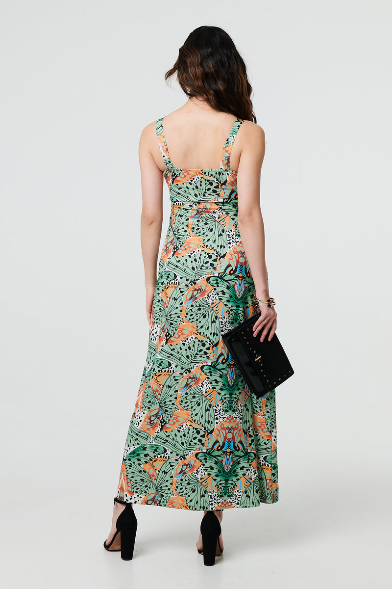 Butterfly Print V-Neck Empire Maxi Dress | Izabel London Butterfly Print V-Neck Empire Maxi Dress | Izabel London
