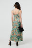 Green | Butterfly Print V-Neck Empire Maxi Dress
