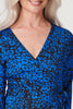 Blue | Leopard Print Midi Wrap Dress