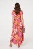 Pink | Floral Short Sleeve Tie Waist Midi Dress
